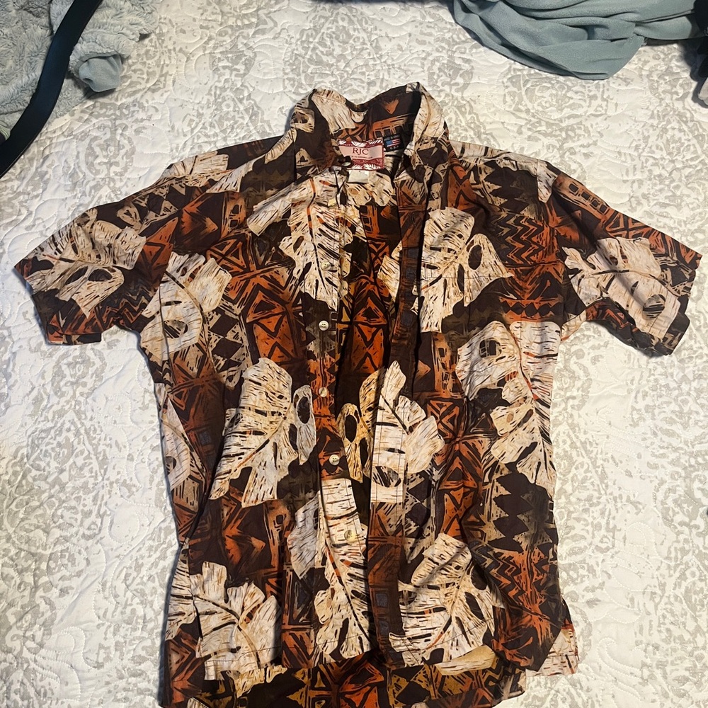 RJC Hawaiian shirt - Tropical Vibes Men's Shirt in Brown and Cream